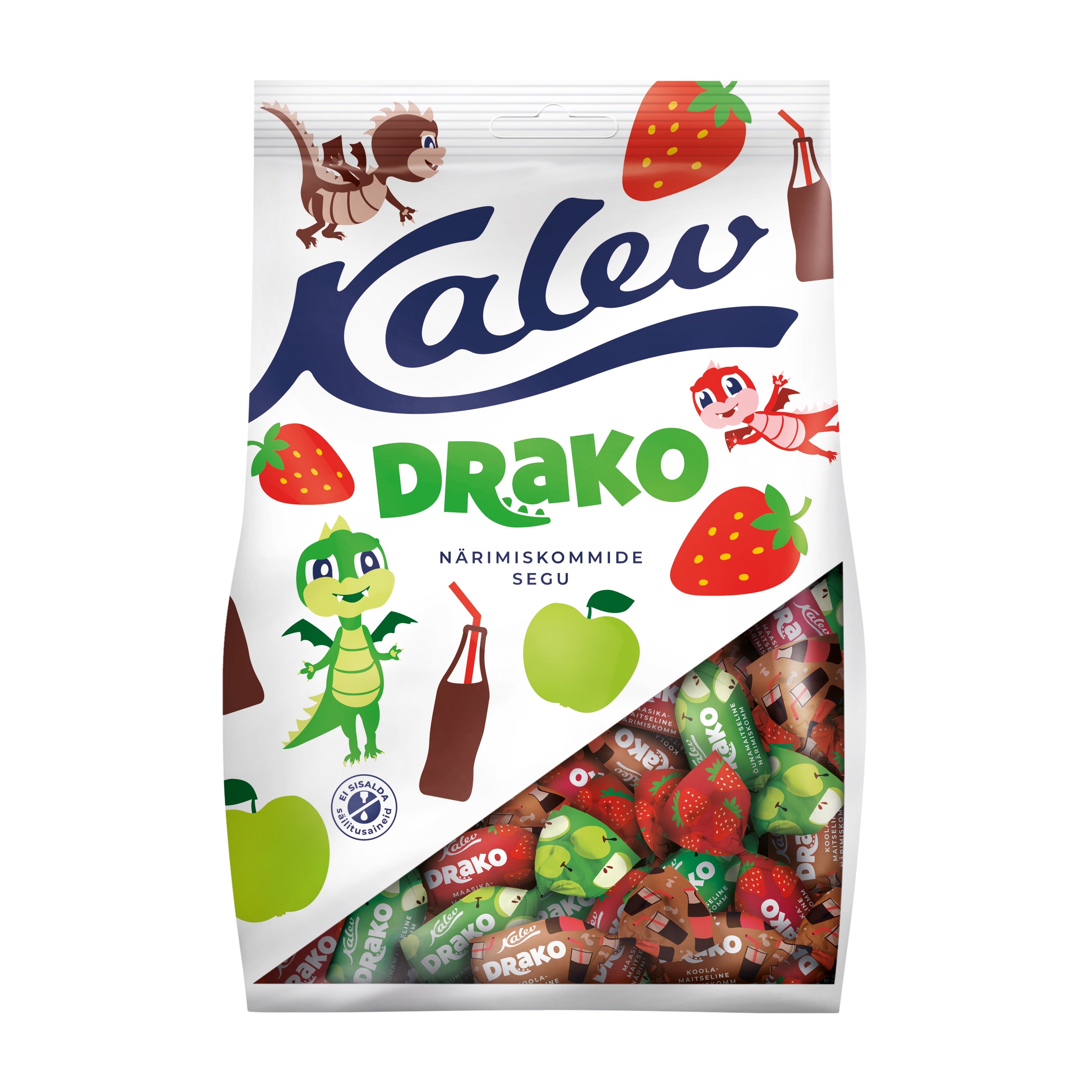 Kalev Drako košļājamās konfektes, asorti, 420g