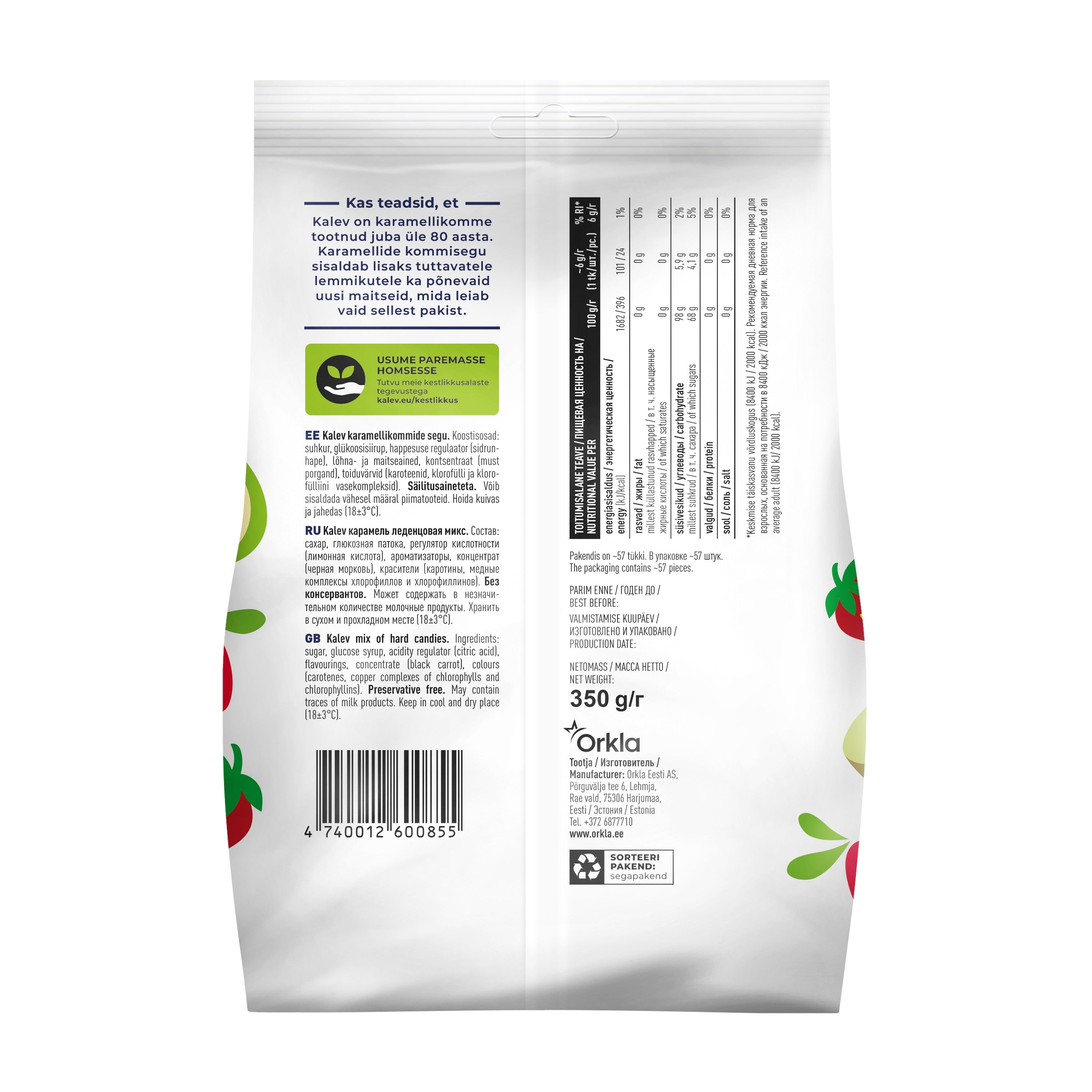 Kalev cieto konfekšu izlase 350g