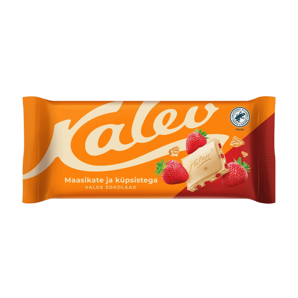 Kalev baltā šokolāde ar zemenēm un cepumiem 100g